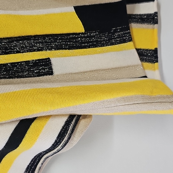 90s 2000s Anne Klein Cardigan, Yellow Black White Color Blocks, Size Small, NEW - Picture 3 of 11